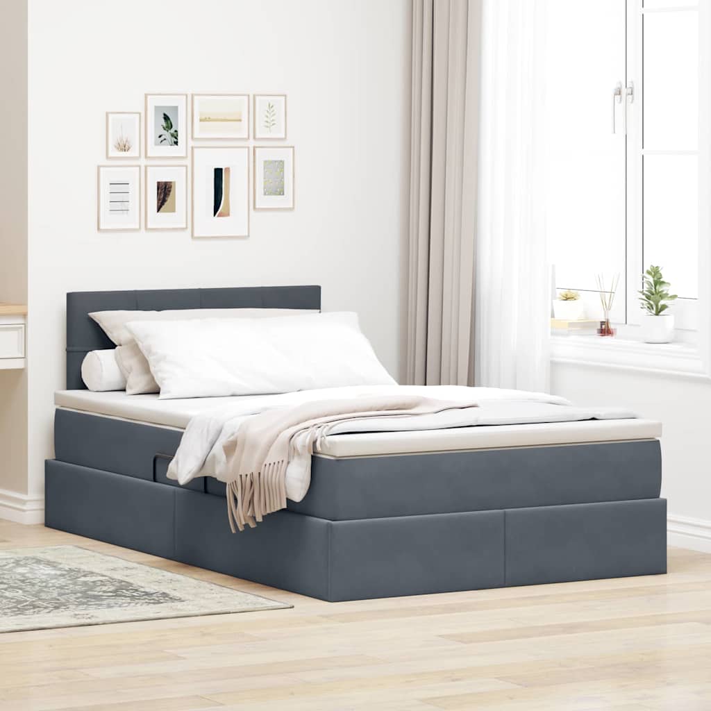 Opbergbed met LED met matras Donkergrijs 120 x 200 cm Fluweel is nu te koop bij PeponiXL, paradijselijk wonen!