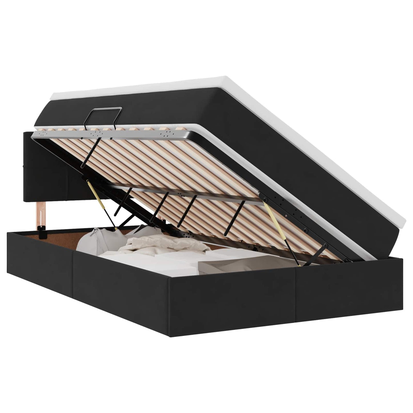 Opbergbed met LED met hoofdeinde Zwart 120 x 200 cm Fluweel is nu te koop bij PeponiXL, paradijselijk wonen!