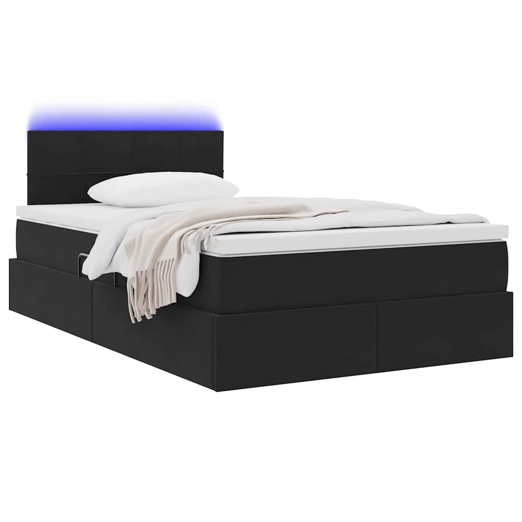 Opbergbed met LED met hoofdeinde Zwart 120 x 200 cm Fluweel is nu te koop bij PeponiXL, paradijselijk wonen!