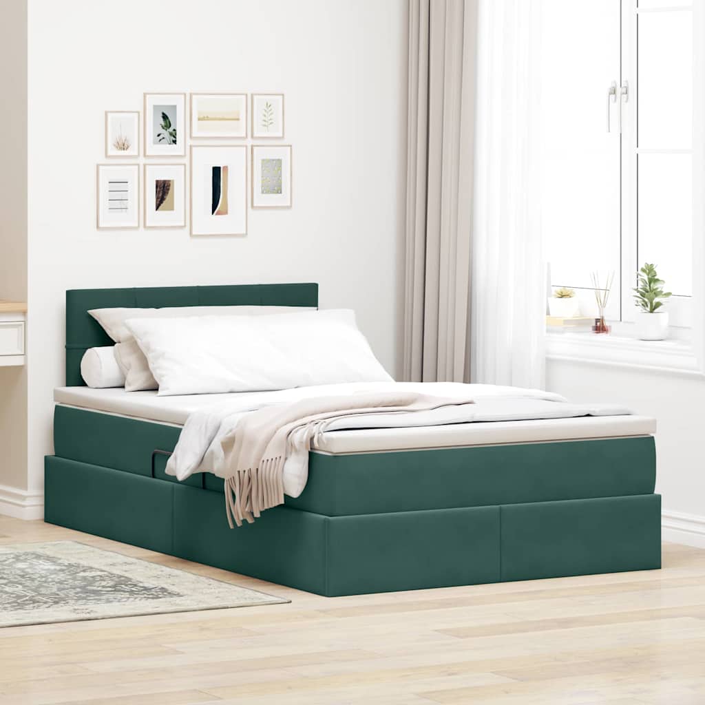 Opbergbed met LED met matras Donkergroen 120 x 200 cm Fluweel is nu te koop bij PeponiXL, paradijselijk wonen!