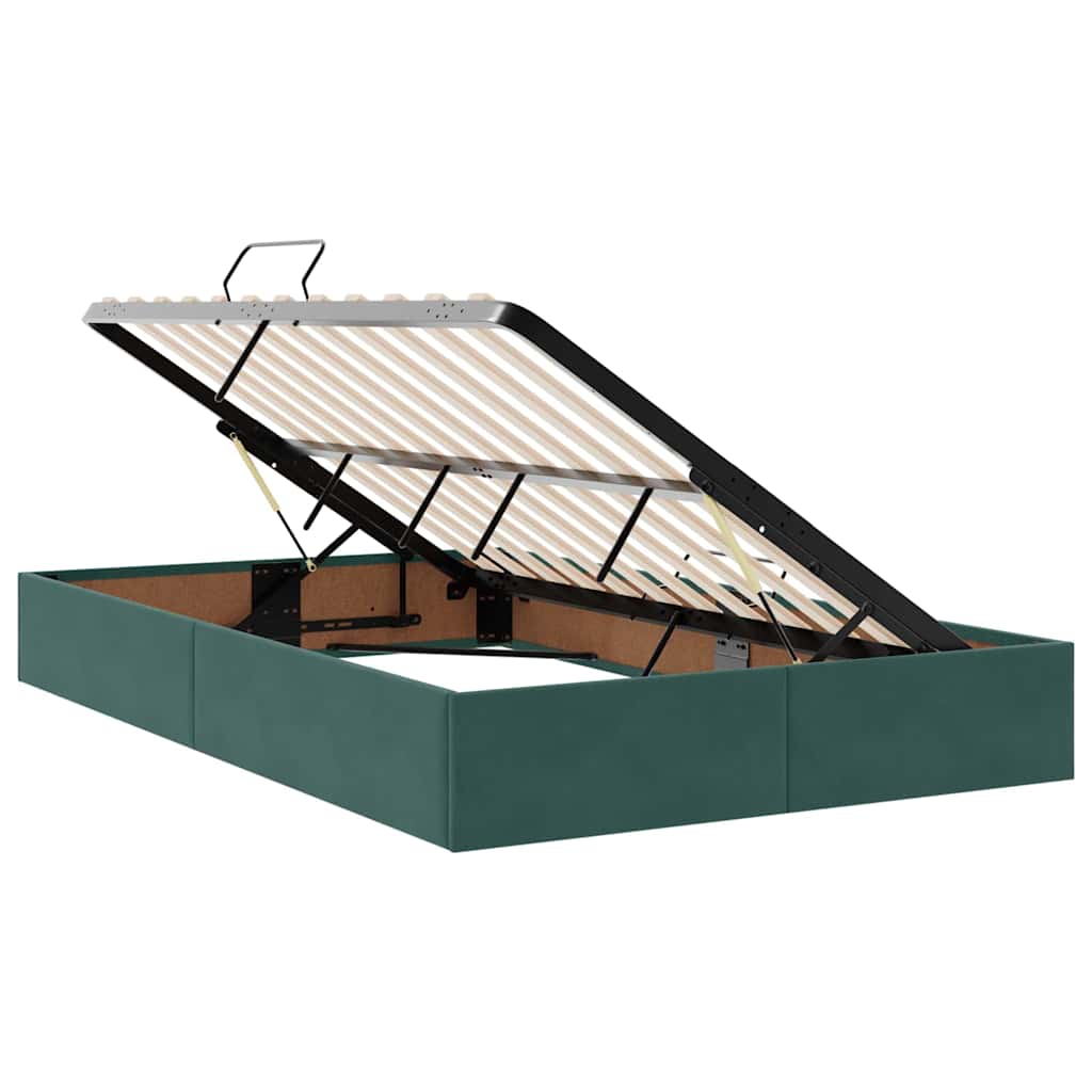 Opbergbed met LED met matras Donkergroen 120 x 200 cm Fluweel is nu te koop bij PeponiXL, paradijselijk wonen!