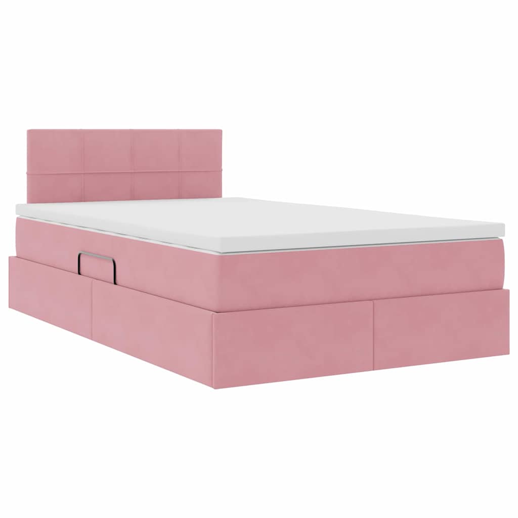 Opbergbed met LED met matras met LED Roze 120 x 200 cm Fluweel is nu te koop bij PeponiXL, paradijselijk wonen!