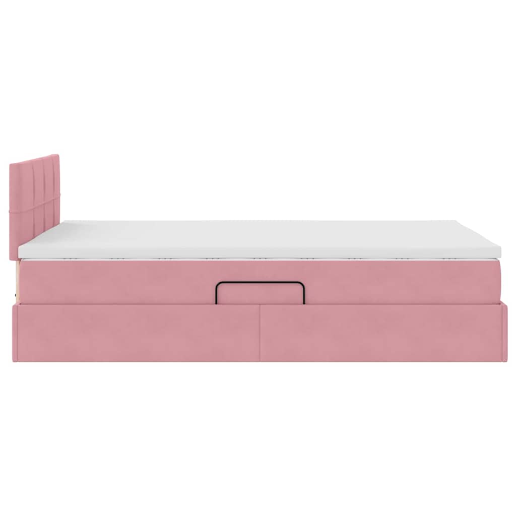 Opbergbed met LED met matras met LED Roze 120 x 200 cm Fluweel is nu te koop bij PeponiXL, paradijselijk wonen!