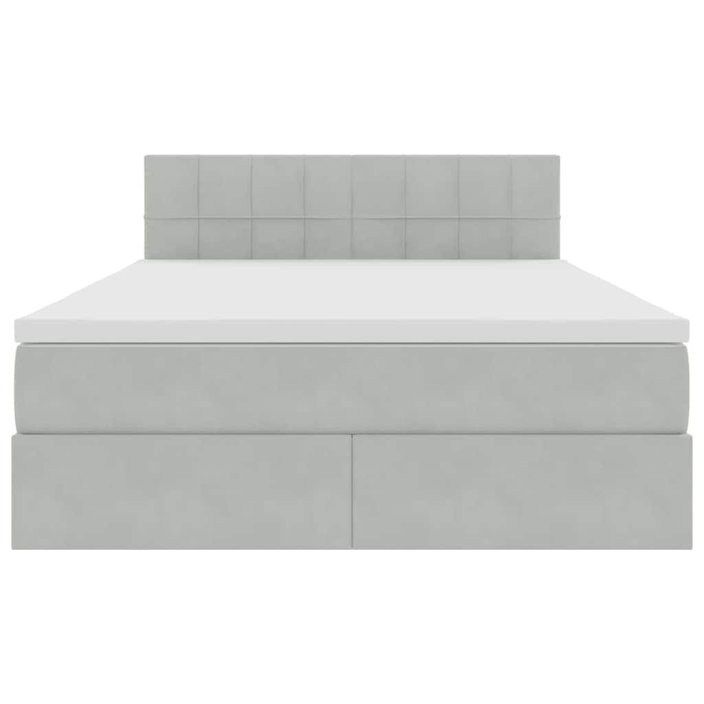 Opbergbed met LED met matras Lichtgrijs 140 x 190 cm Fluweel is nu te koop bij PeponiXL, paradijselijk wonen!