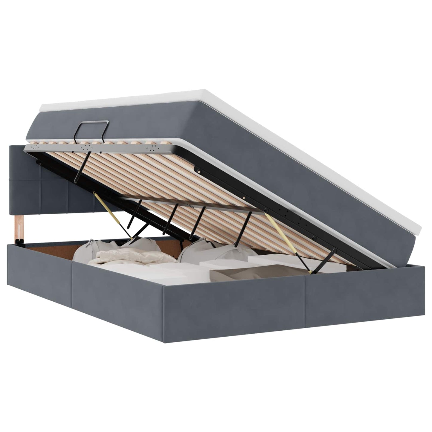 Opbergbed met LED met matras Donkergrijs 140 x 200 cm Fluweel is nu te koop bij PeponiXL, paradijselijk wonen!