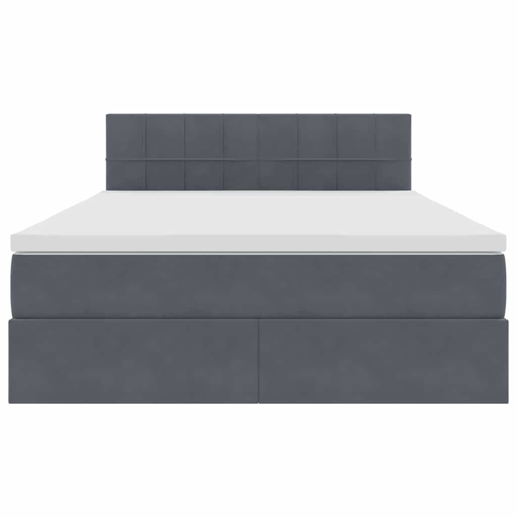 Opbergbed met LED met matras Donkergrijs 140 x 200 cm Fluweel is nu te koop bij PeponiXL, paradijselijk wonen!