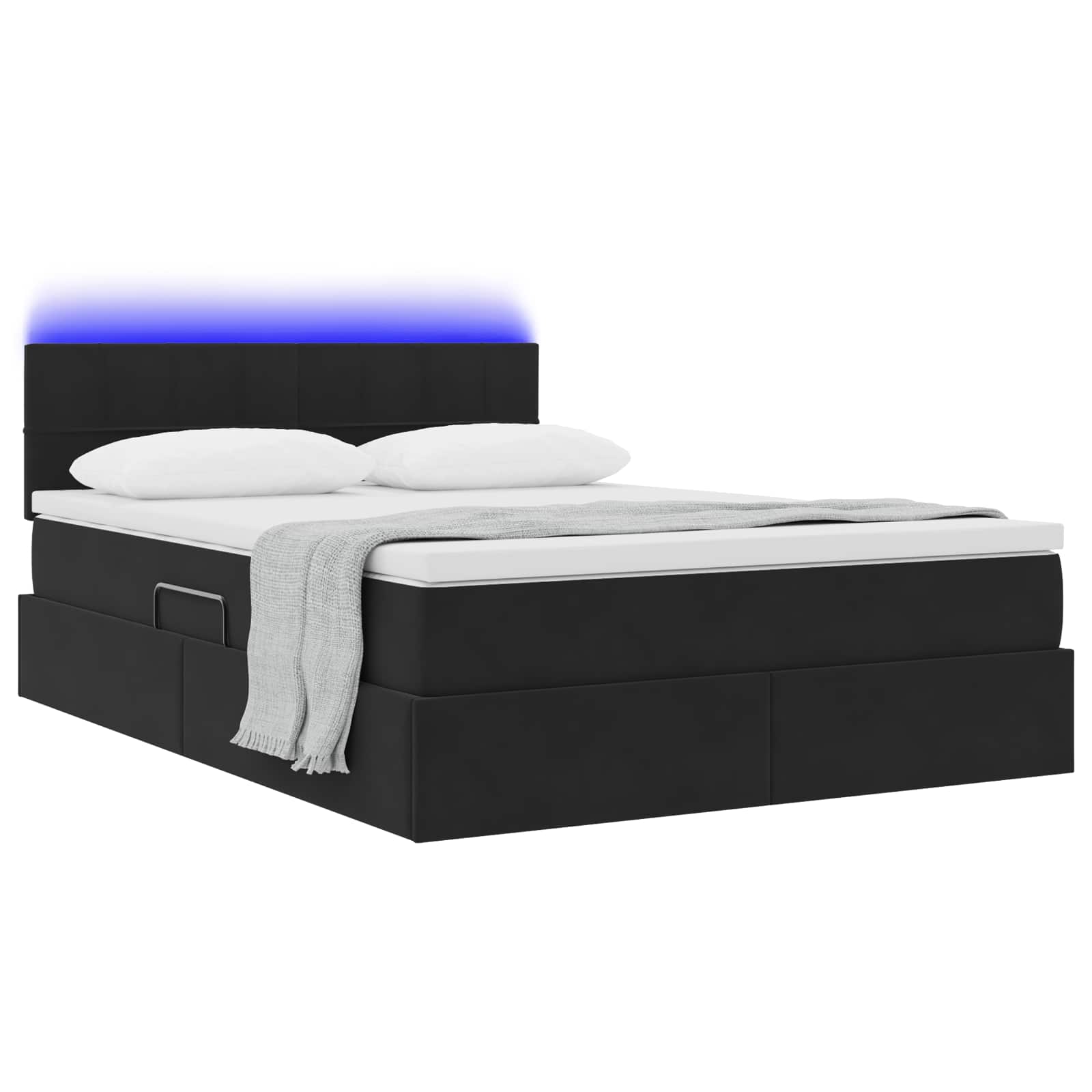 Opbergbed met LED met matras met LED Zwart 140 x 200 cm Fluweel is nu te koop bij PeponiXL, paradijselijk wonen!
