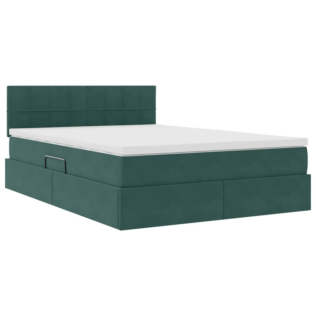 Opbergbed met LED met matras Donkergroen 140 x 200 cm Fluweel is nu te koop bij PeponiXL, paradijselijk wonen!