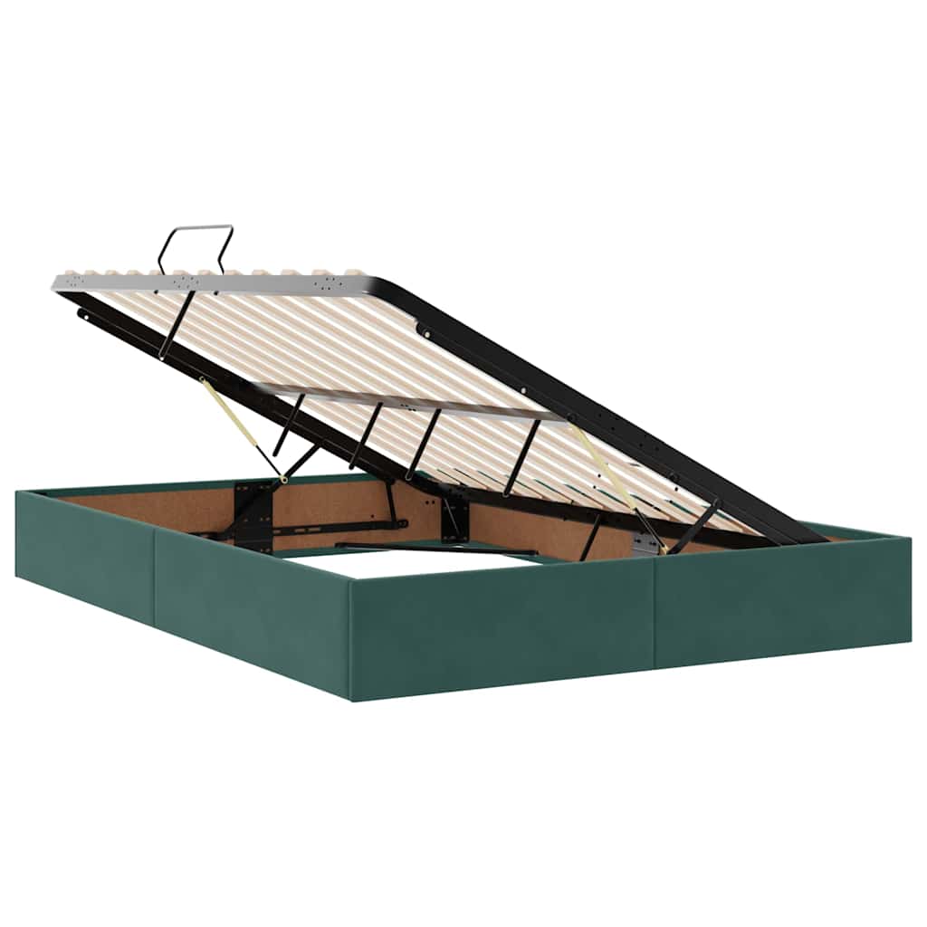 Opbergbed met LED met matras Donkergroen 140 x 200 cm Fluweel is nu te koop bij PeponiXL, paradijselijk wonen!