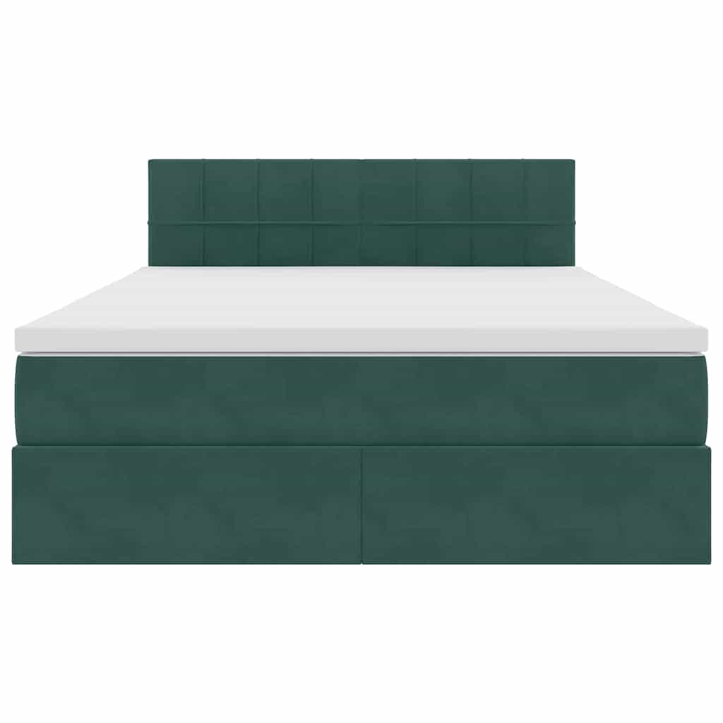 Opbergbed met LED met matras Donkergroen 140 x 200 cm Fluweel is nu te koop bij PeponiXL, paradijselijk wonen!