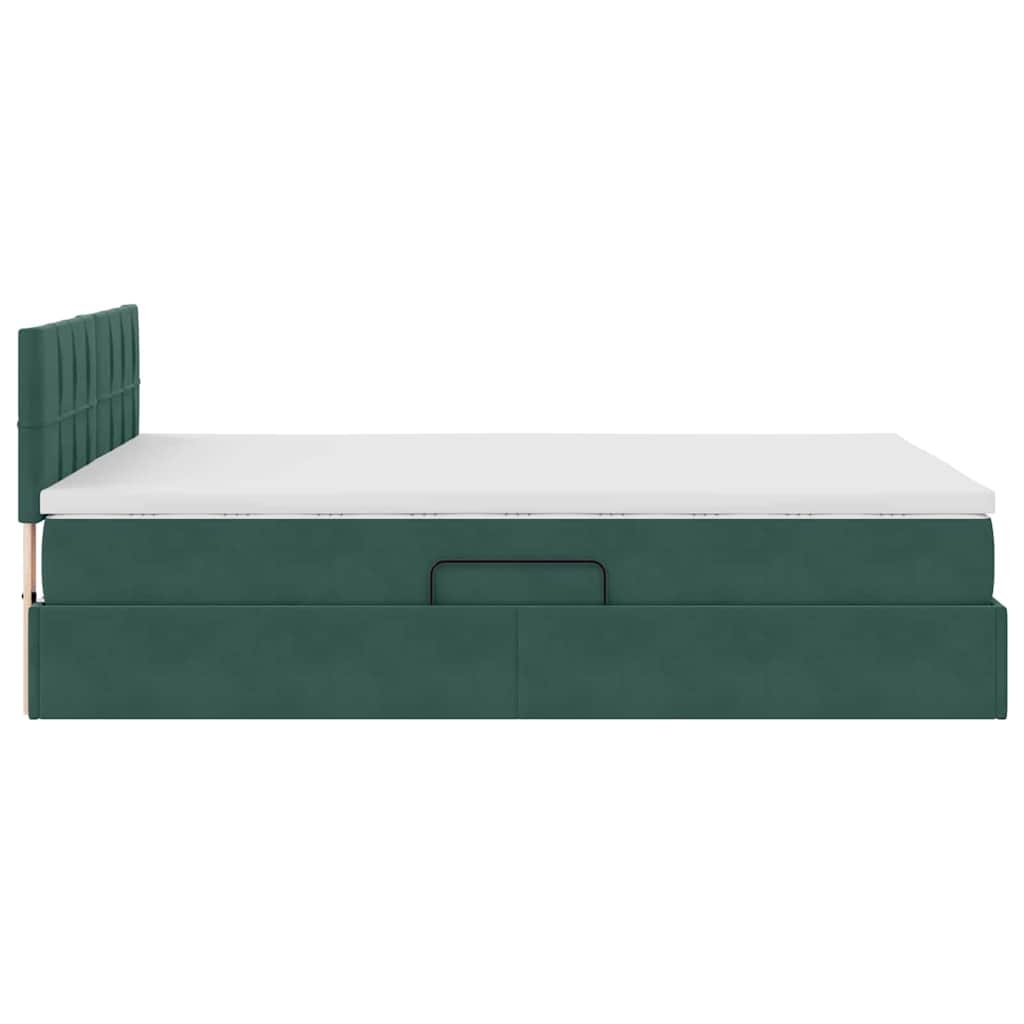 Opbergbed met LED met matras Donkergroen 140 x 200 cm Fluweel is nu te koop bij PeponiXL, paradijselijk wonen!
