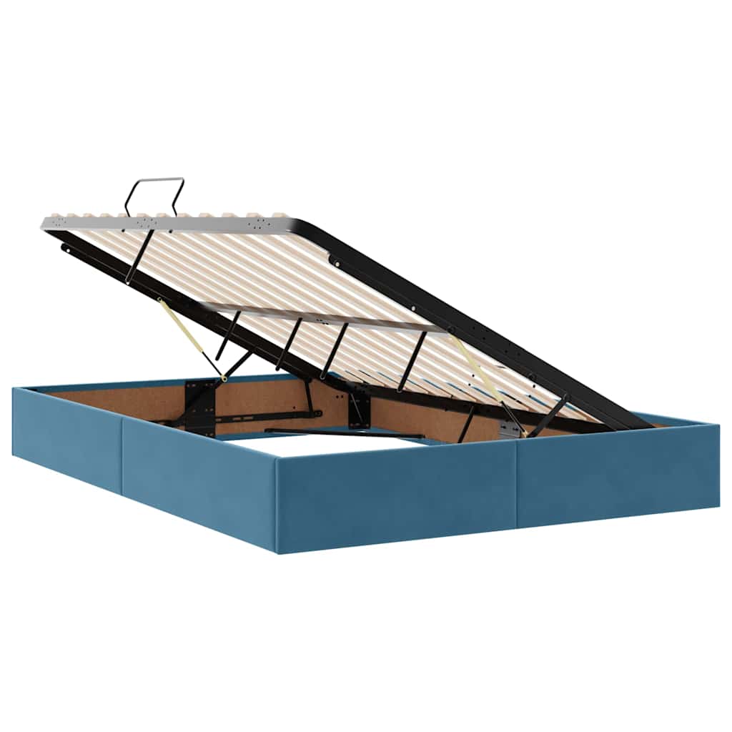 Opbergbed met LED met matras Donkerblauw 140 x 200 cm Fluweel is nu te koop bij PeponiXL, paradijselijk wonen!