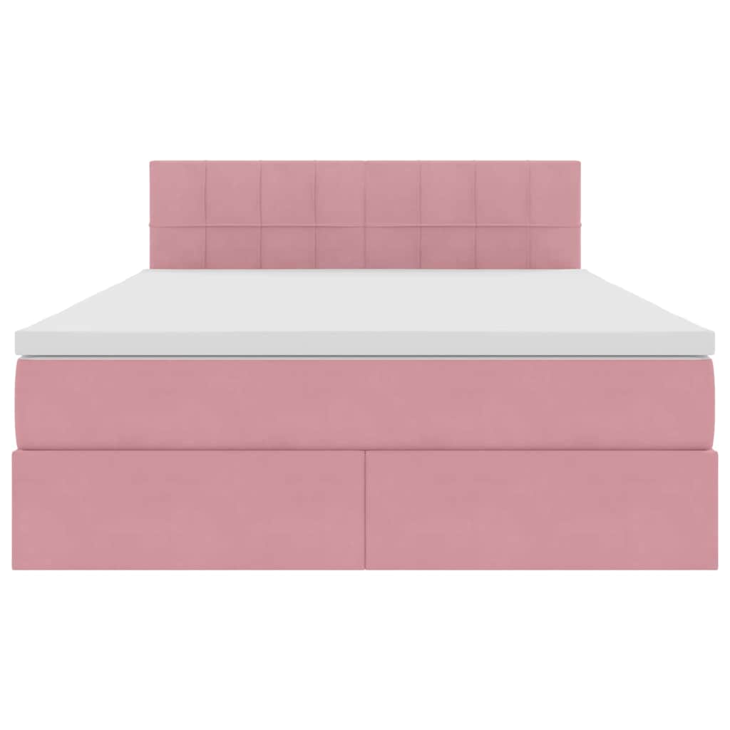 Opbergbed met LED met matras met LED Roze 140 x 200 cm Fluweel is nu te koop bij PeponiXL, paradijselijk wonen!