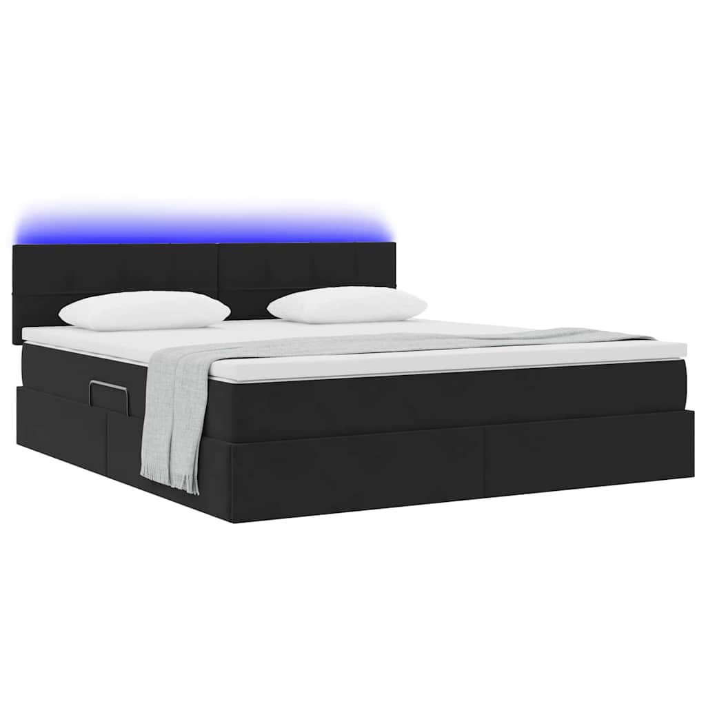 Opbergbed met LED met matras met LED Zwart 160 x 200 cm Fluweel is nu te koop bij PeponiXL, paradijselijk wonen!