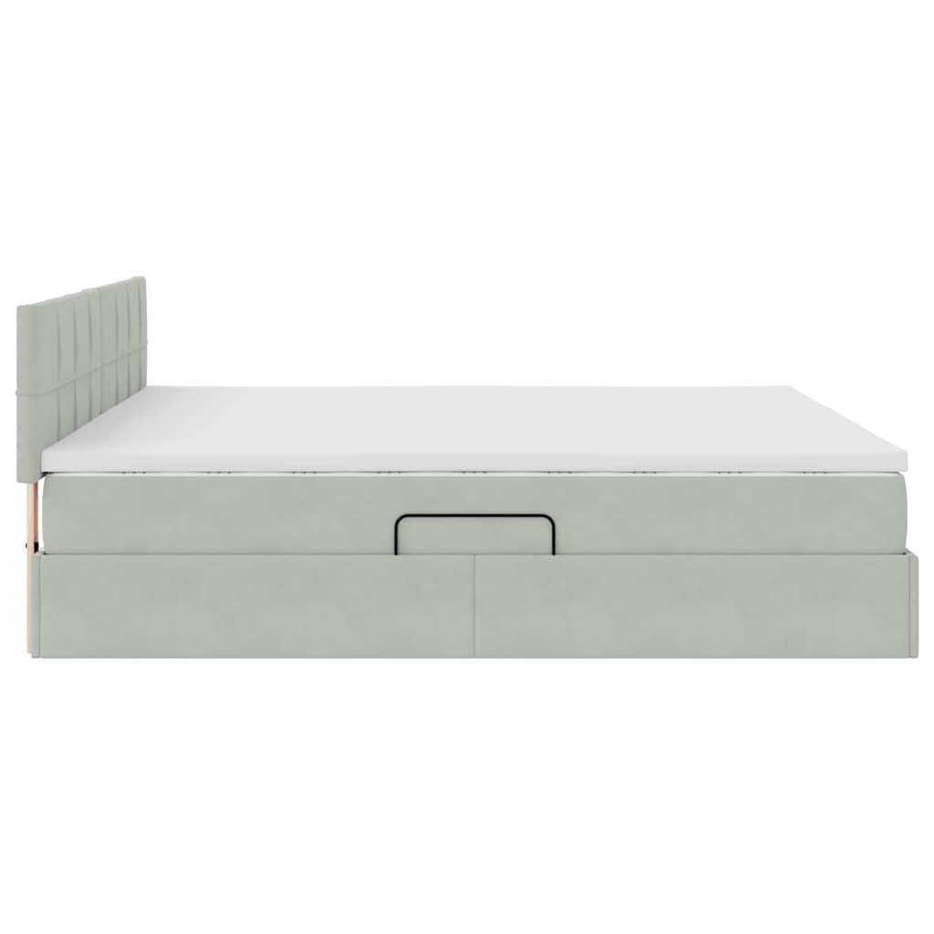 Opbergbed met LED met matras Lichtgrijs 180 x 200 cm Fluweel is nu te koop bij PeponiXL, paradijselijk wonen!