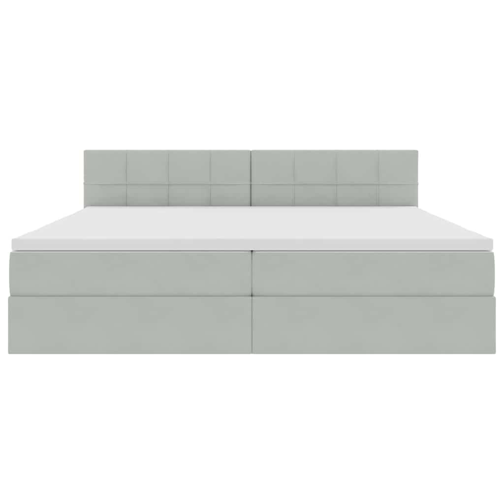 Opbergbed met LED met matras Lichtgrijs 200 x 200 cm Fluweel is nu te koop bij PeponiXL, paradijselijk wonen!