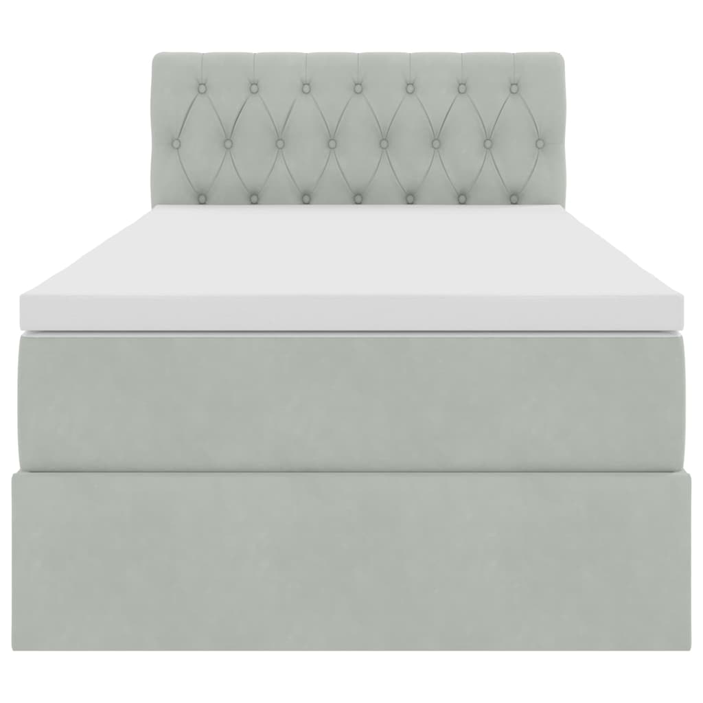 Opbergbed met LED met matras Lichtgrijs 90 x 200 cm Fluweel is nu te koop bij PeponiXL, paradijselijk wonen!