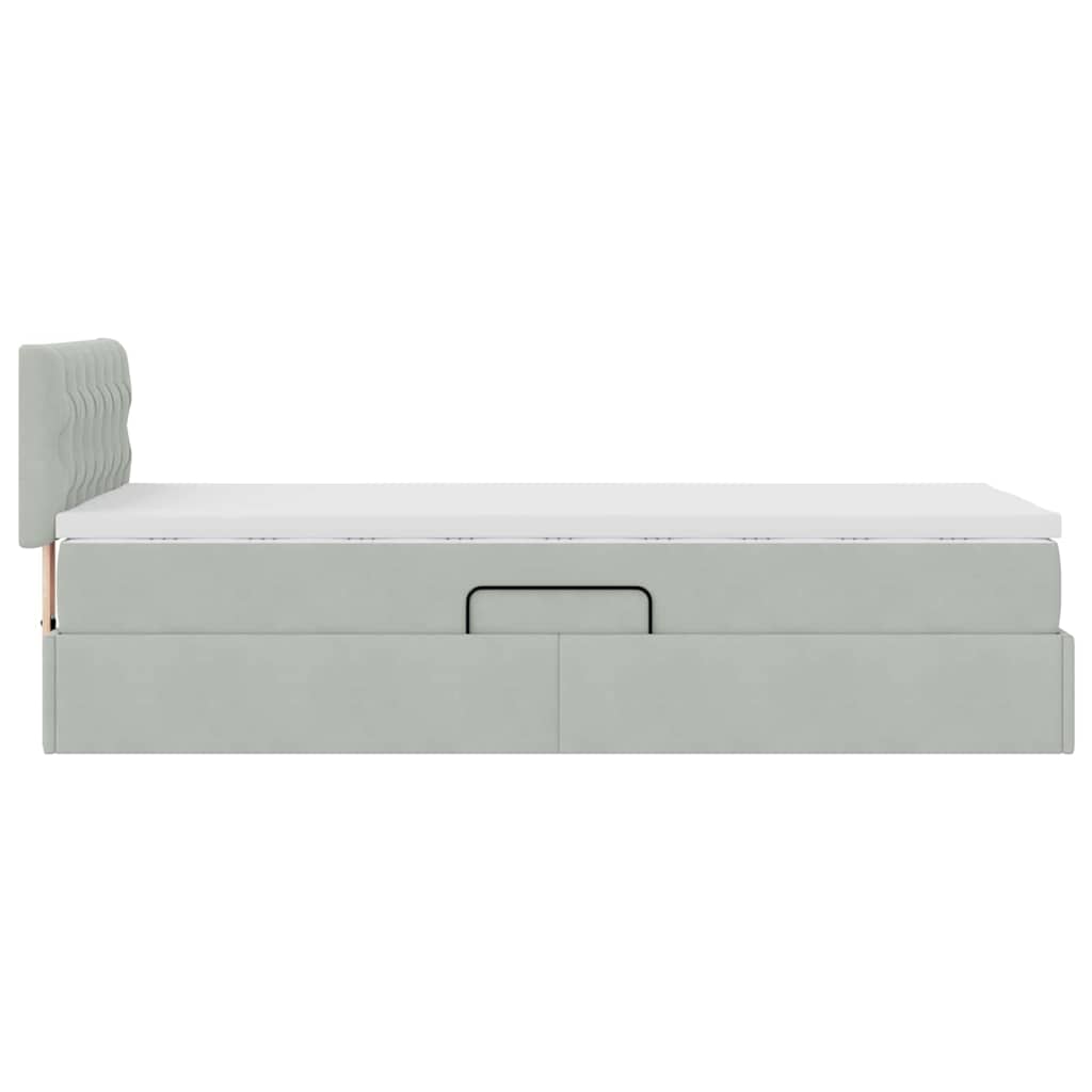 Opbergbed met LED met matras Lichtgrijs 90 x 200 cm Fluweel is nu te koop bij PeponiXL, paradijselijk wonen!