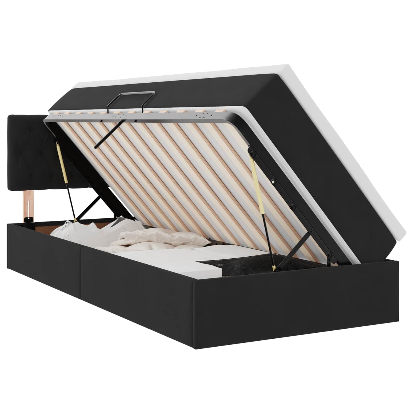 Opbergbed met LED met matras met LED Zwart 90 x 200 cm Fluweel is nu te koop bij PeponiXL, paradijselijk wonen!