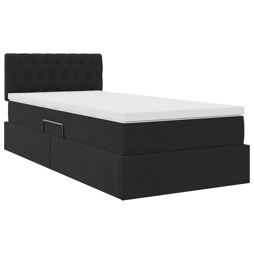 Opbergbed met LED met matras met LED Zwart 90 x 200 cm Fluweel is nu te koop bij PeponiXL, paradijselijk wonen!