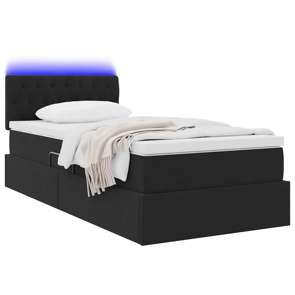Opbergbed met LED met matras met LED Zwart 90 x 200 cm Fluweel is nu te koop bij PeponiXL, paradijselijk wonen!