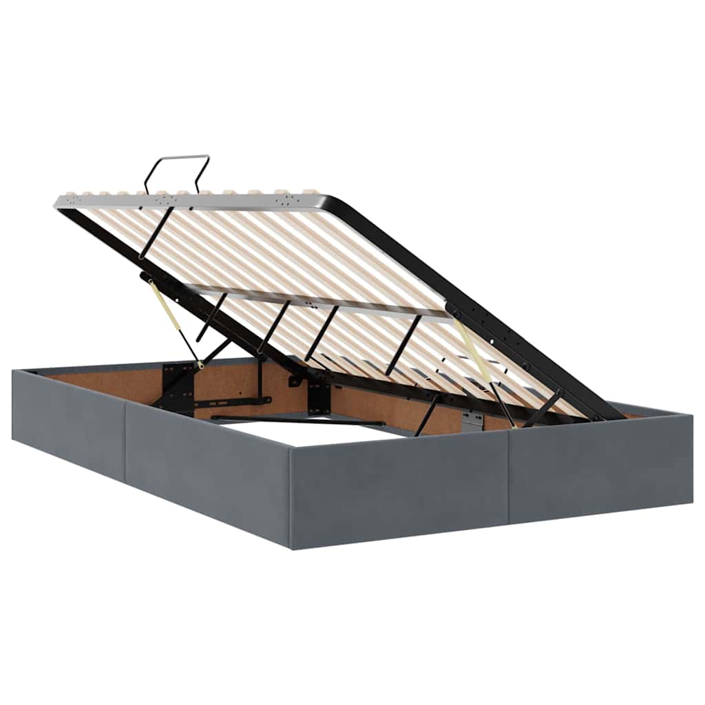 Opbergbed met LED met matras Donkergrijs 120 x 190 cm Fluweel is nu te koop bij PeponiXL, paradijselijk wonen!