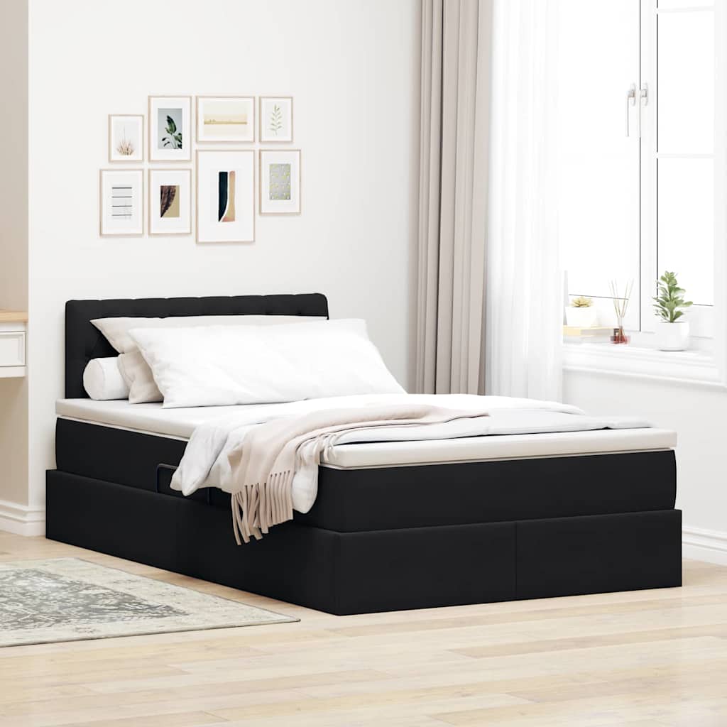 Opbergbed met LED met matras met LED Zwart 120 x 190 cm Fluweel is nu te koop bij PeponiXL, paradijselijk wonen!
