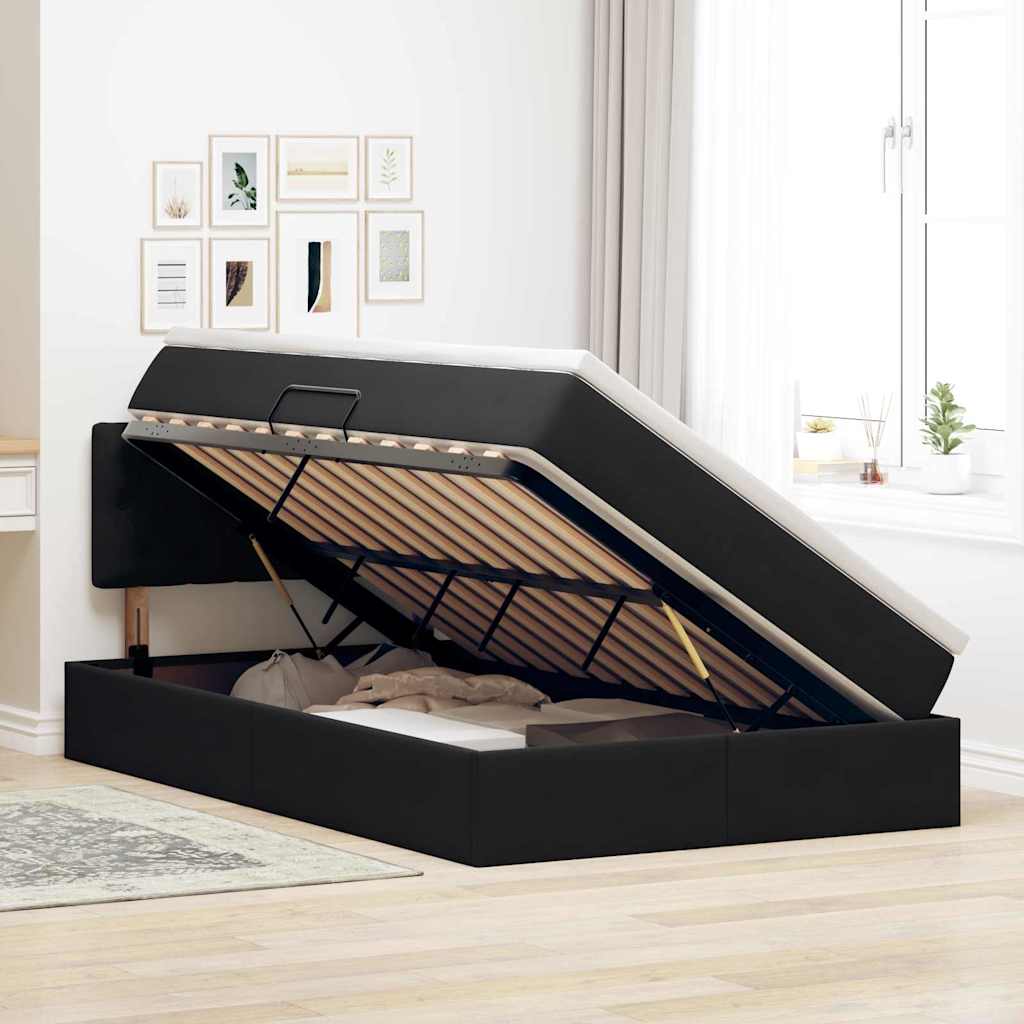 Opbergbed met LED met matras met LED Zwart 120 x 190 cm Fluweel is nu te koop bij PeponiXL, paradijselijk wonen!