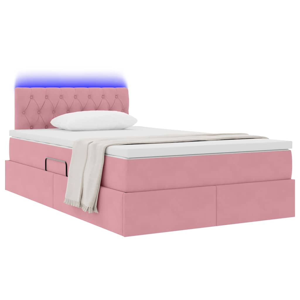 LED Opslagbed met Matras Roze 120 x 190 cm Fluweel is nu te koop bij PeponiXL, paradijselijk wonen!