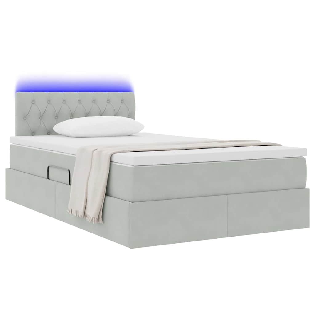 Opbergbed met LED met matras Lichtgrijs 120 x 200 cm Fluweel is nu te koop bij PeponiXL, paradijselijk wonen!
