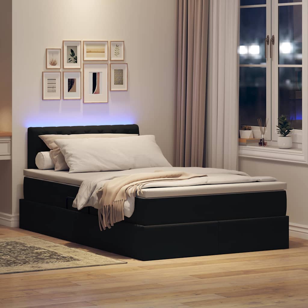 Opbergbed met LED met matras met LED Zwart 120 x 200 cm Fluweel is nu te koop bij PeponiXL, paradijselijk wonen!