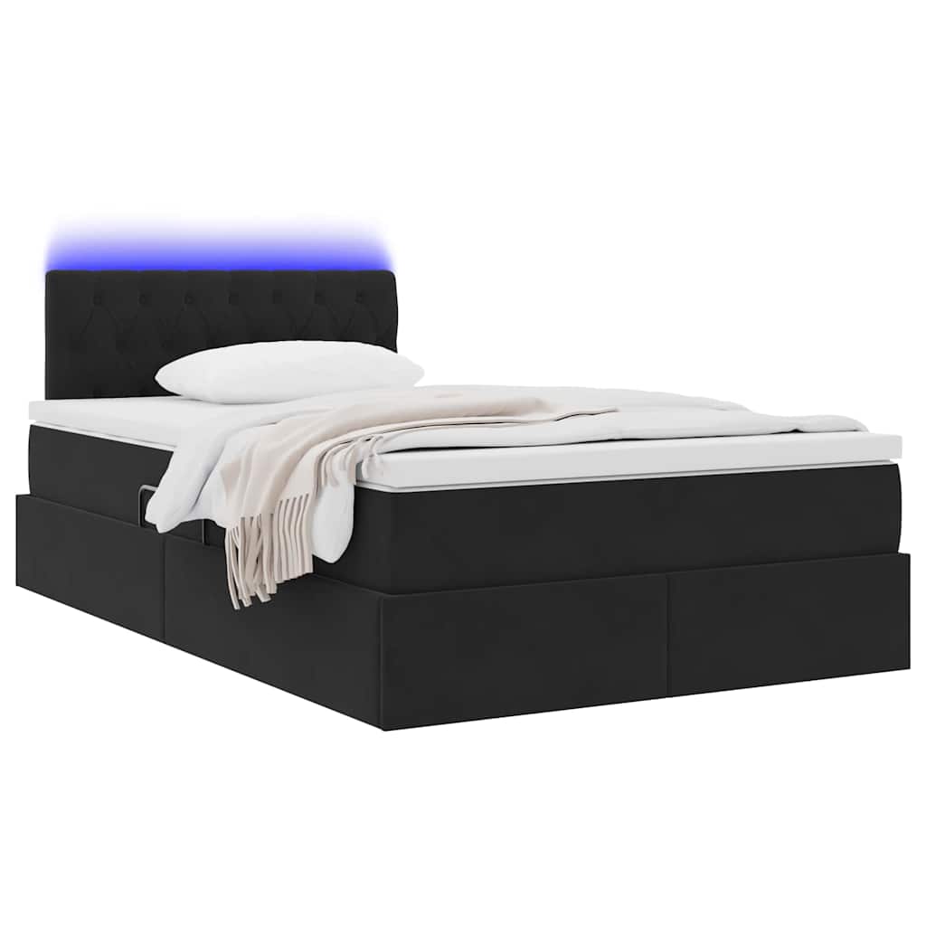 Opbergbed met LED met matras met LED Zwart 120 x 200 cm Fluweel is nu te koop bij PeponiXL, paradijselijk wonen!