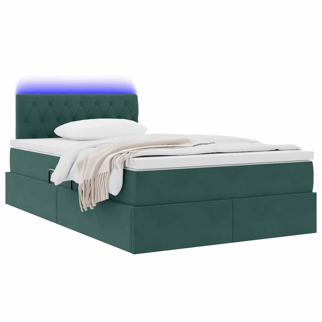 Opbergbed met LED met matras Donkergroen 120 x 200 cm Fluweel is nu te koop bij PeponiXL, paradijselijk wonen!