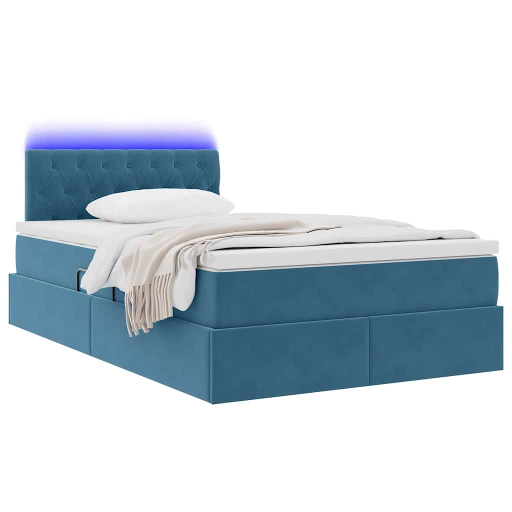 Opbergbed met LED met matras Donkerblauw 120 x 200 cm Fluweel is nu te koop bij PeponiXL, paradijselijk wonen!