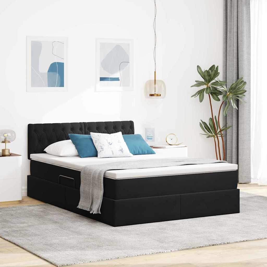Opbergbed met LED met matras met LED Zwart 140 x 190 cm Fluweel is nu te koop bij PeponiXL, paradijselijk wonen!