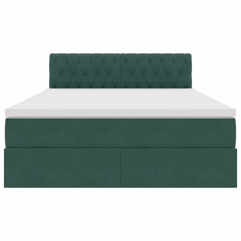 Opbergbed met LED met opslag Donkergroen 140 x 190 cm Fluweel is nu te koop bij PeponiXL, paradijselijk wonen!