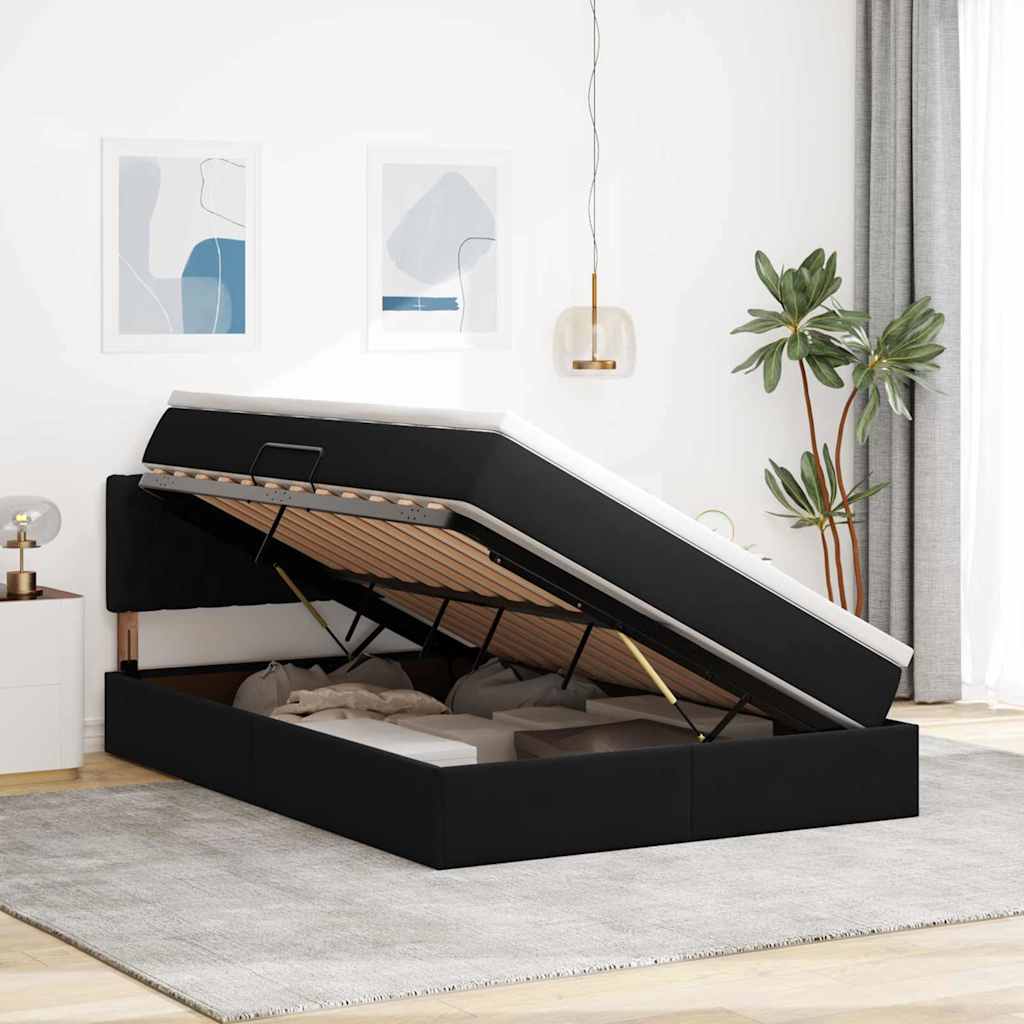 Opbergbed met LED met matras met LED Zwart 140 x 200 cm Fluweel is nu te koop bij PeponiXL, paradijselijk wonen!