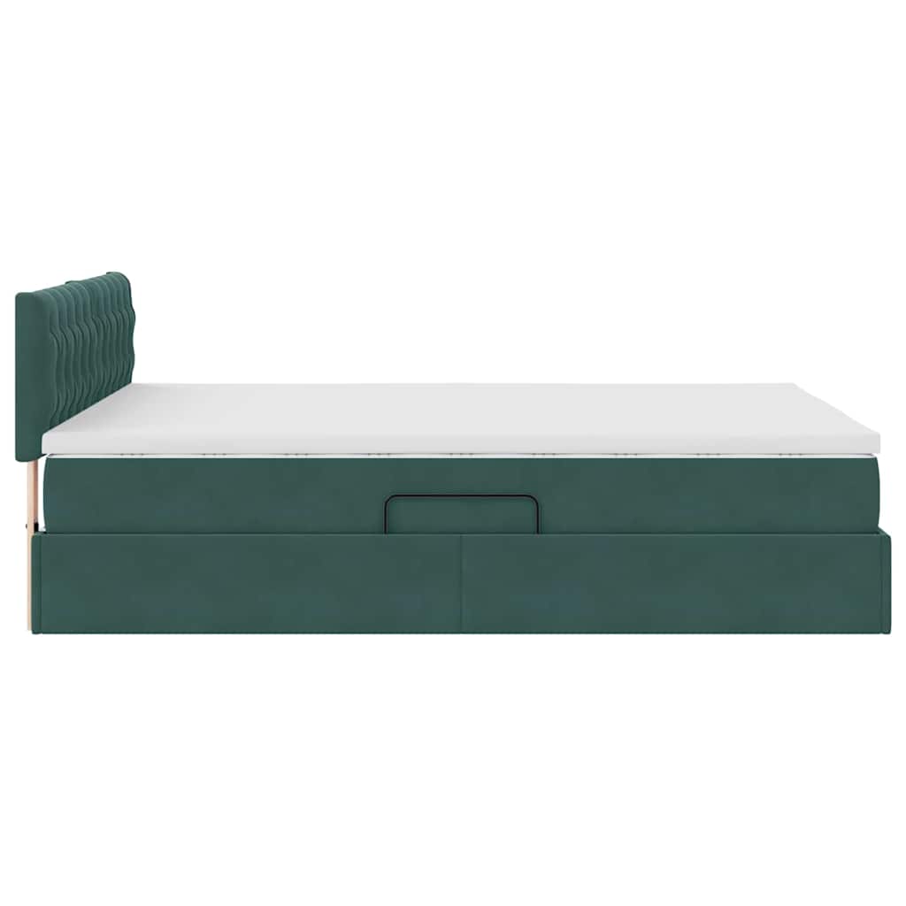 Opbergbed met LED met matras Donkergroen 140 x 200 cm Fluweel is nu te koop bij PeponiXL, paradijselijk wonen!