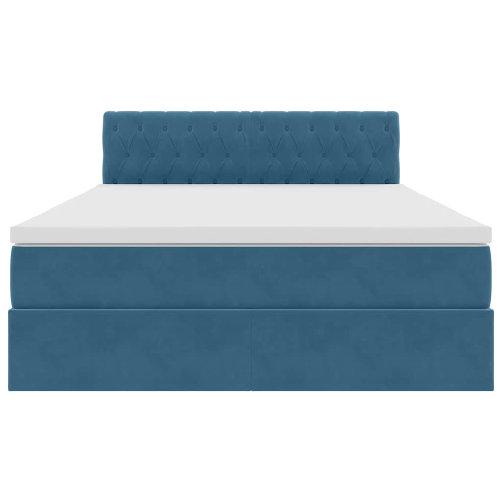 Opbergbed met LED met matras Donkerblauw 140 x 200 cm Fluweel is nu te koop bij PeponiXL, paradijselijk wonen!