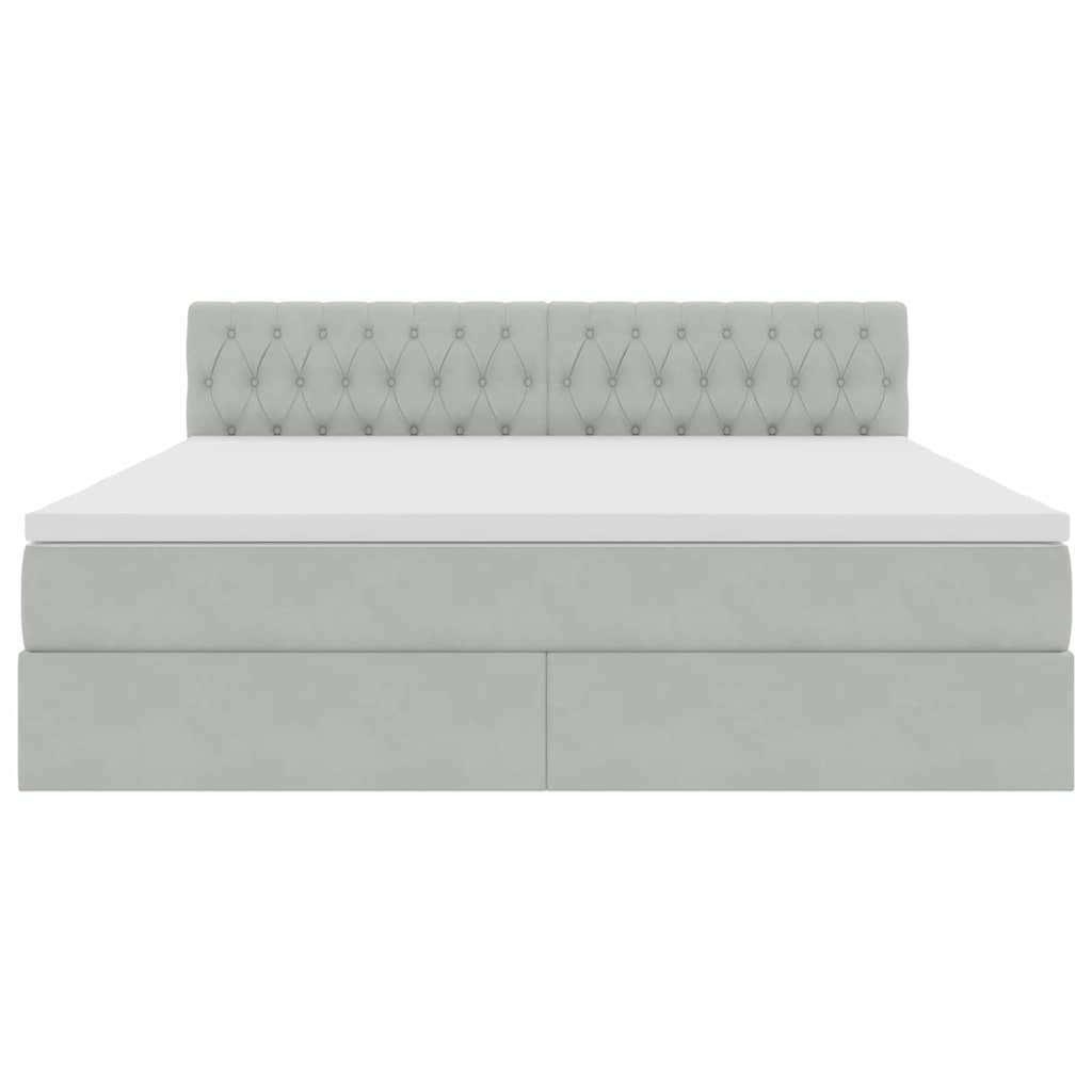 Opbergbed met LED met matras Lichtgrijs 160 x 200 cm Fluweel is nu te koop bij PeponiXL, paradijselijk wonen!