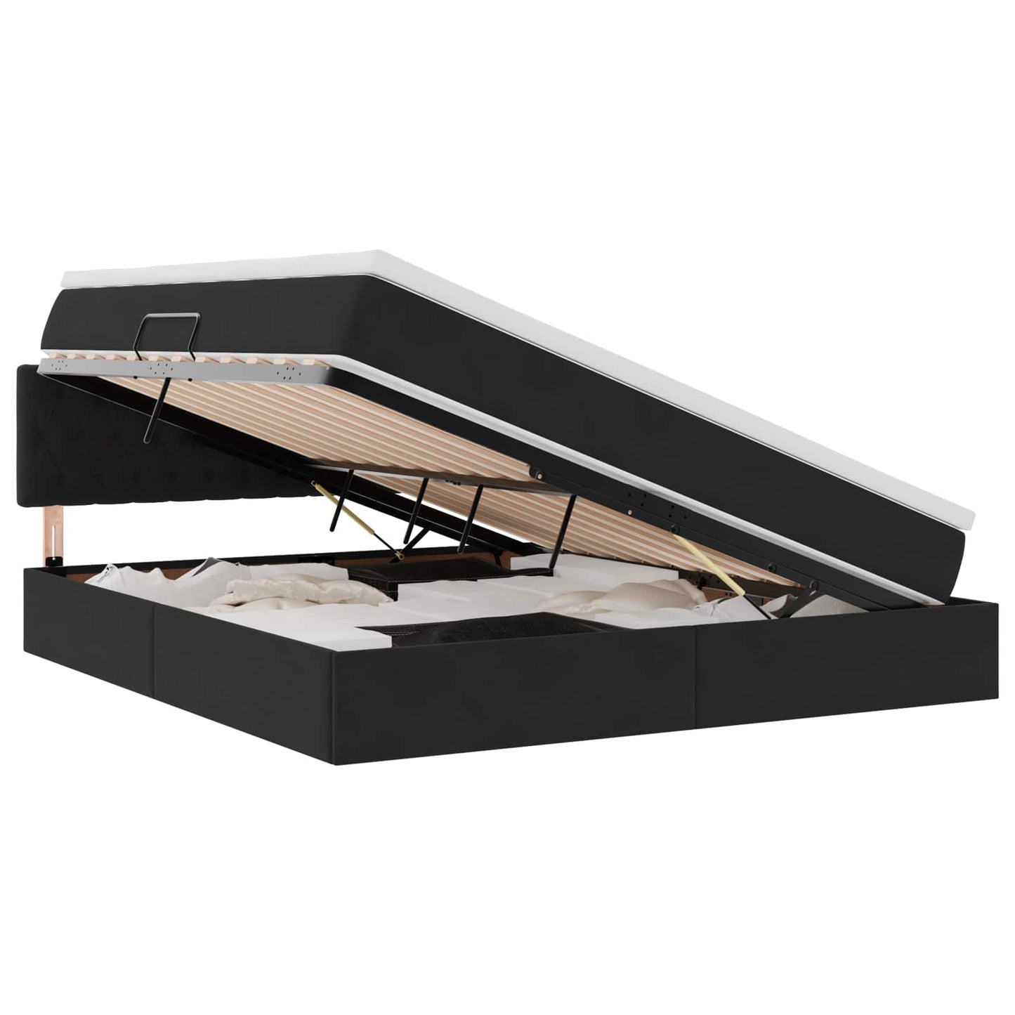 Opbergbed met LED met matras met LED Zwart 180 x 200 cm Fluweel is nu te koop bij PeponiXL, paradijselijk wonen!