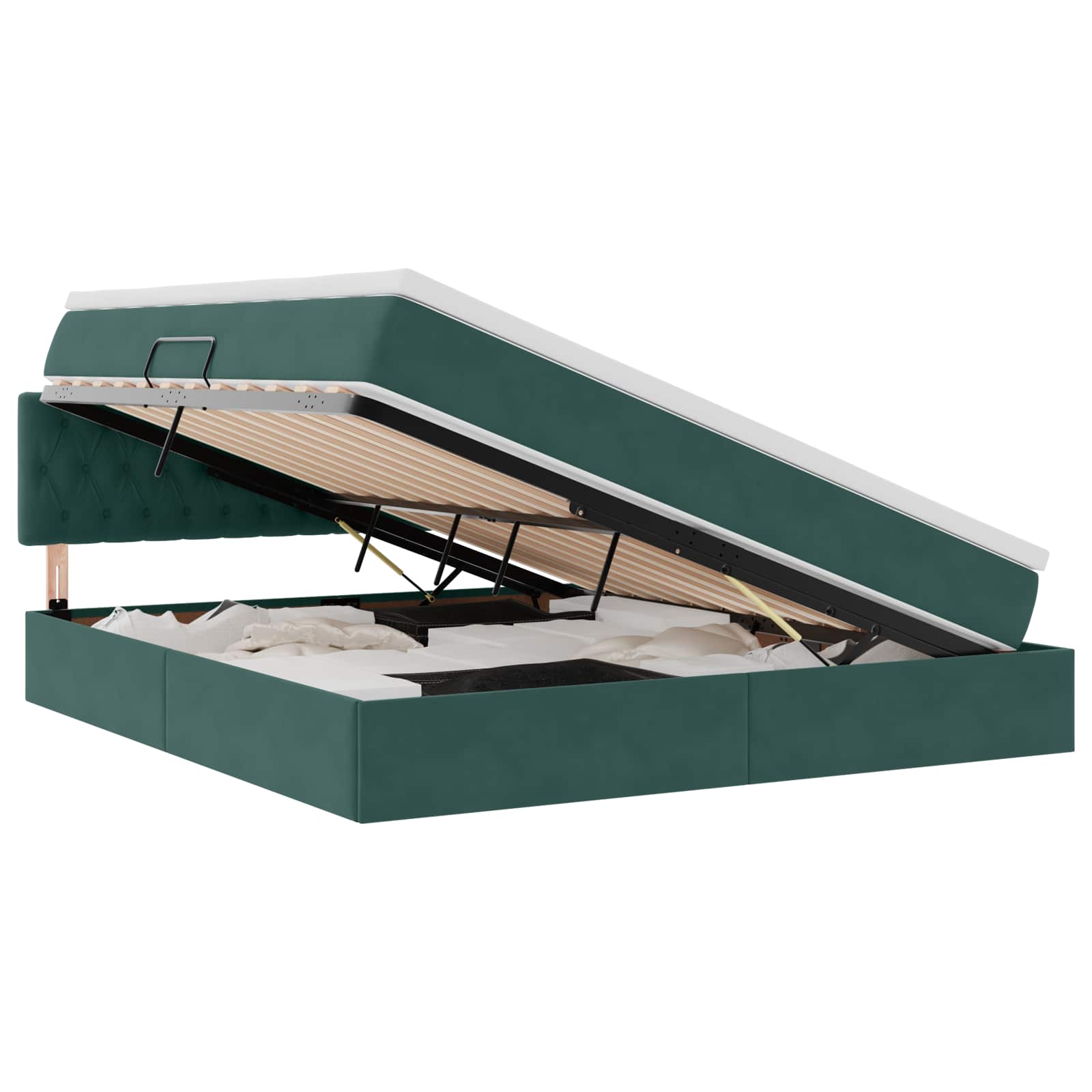Opbergbed met LED met matras Donkergroen 180 x 200 cm Fluweel is nu te koop bij PeponiXL, paradijselijk wonen!