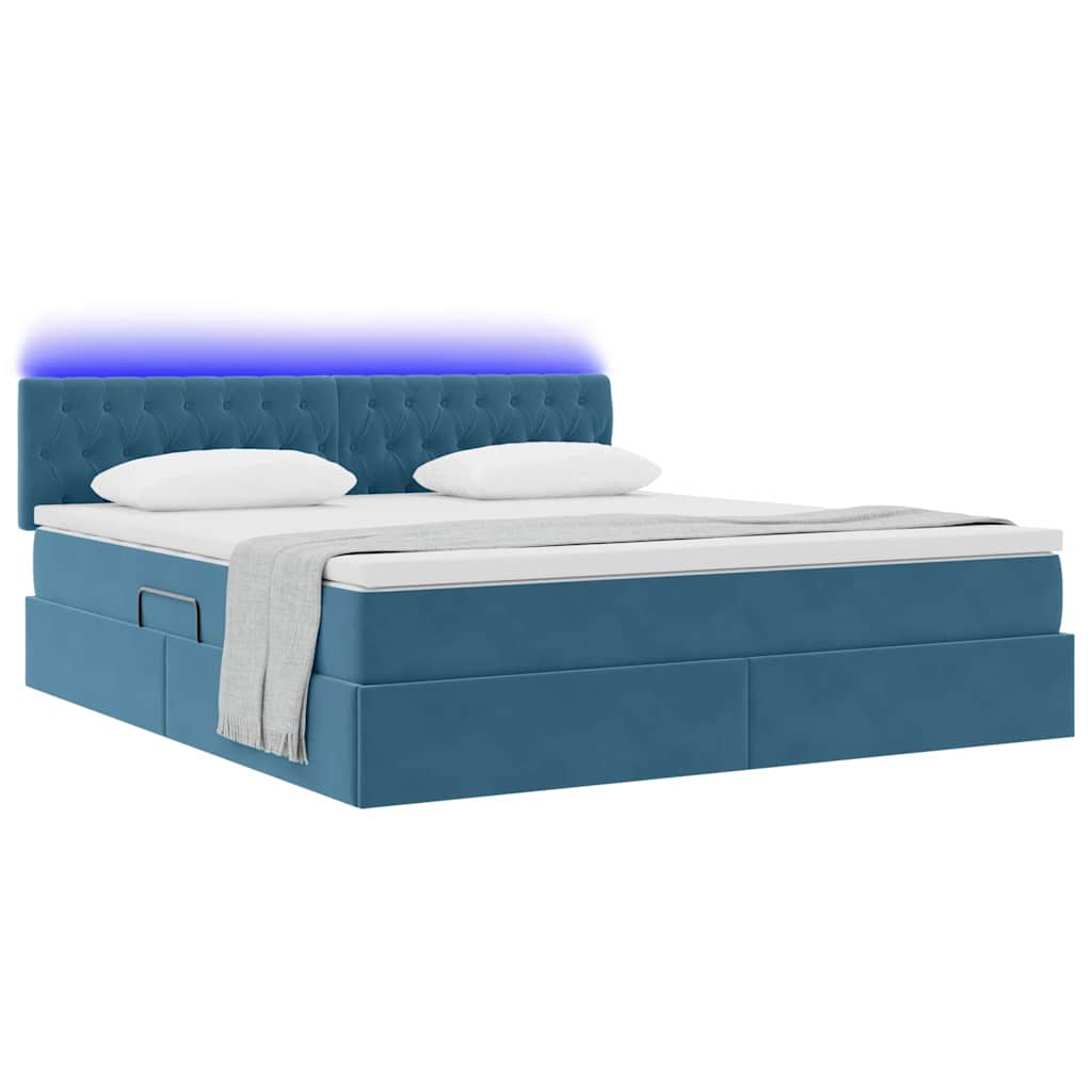 Opbergbed met LED met matras Donkerblauw 180 x 200 cm Fluweel is nu te koop bij PeponiXL, paradijselijk wonen!
