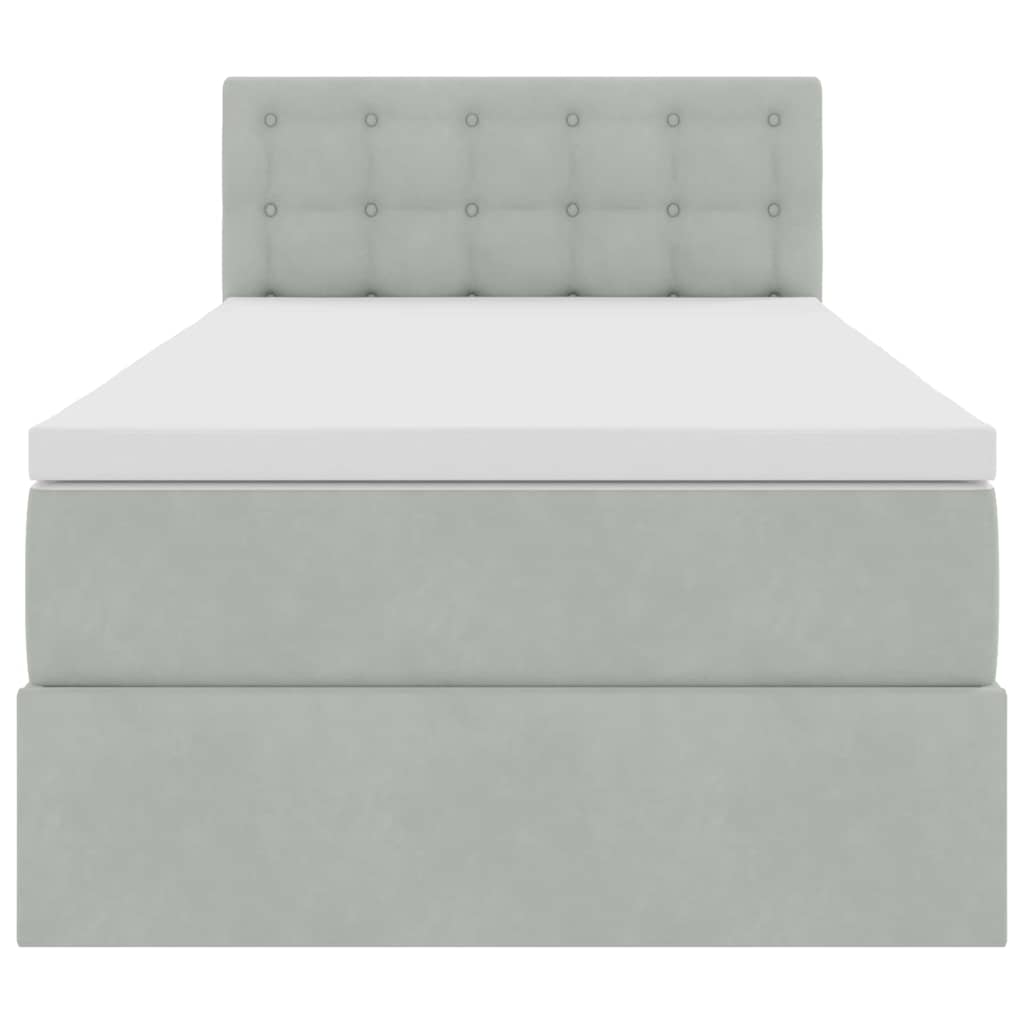Opbergbed met LED met matras Lichtgrijs 90 x 200 cm Fluweel is nu te koop bij PeponiXL, paradijselijk wonen!