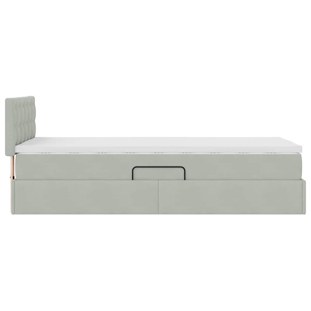 Opbergbed met LED met matras Lichtgrijs 90 x 200 cm Fluweel is nu te koop bij PeponiXL, paradijselijk wonen!