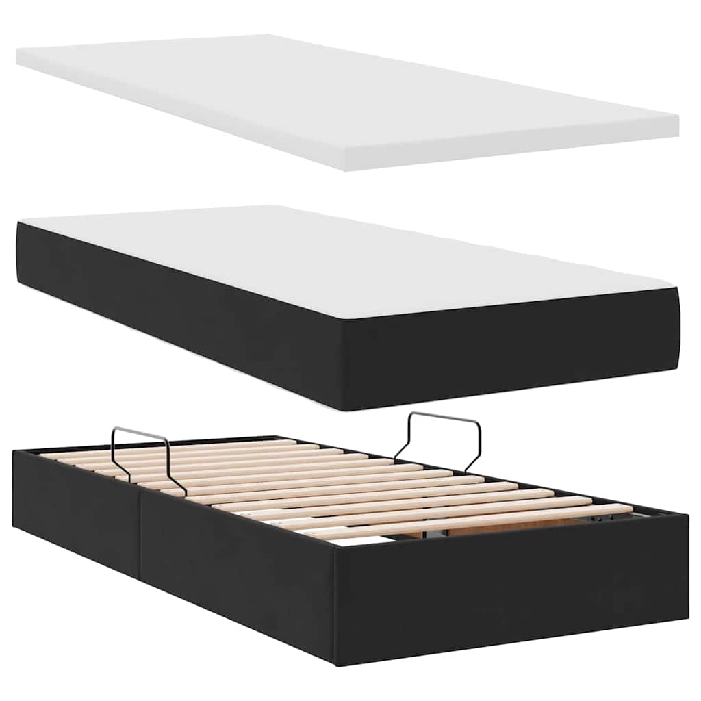 Opbergbed met LED met matras met LED Zwart 90 x 200 cm Fluweel is nu te koop bij PeponiXL, paradijselijk wonen!