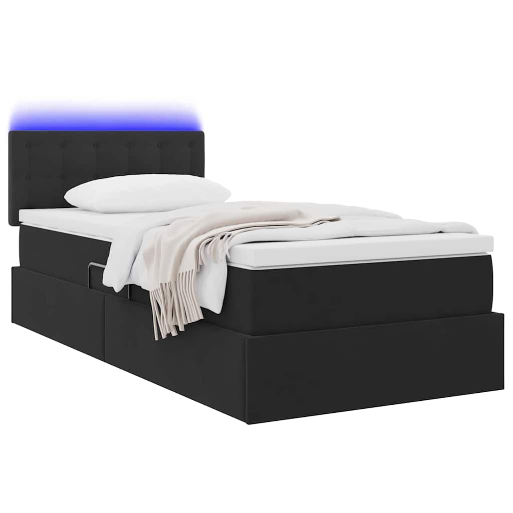 Opbergbed met LED met matras met LED Zwart 90 x 200 cm Fluweel is nu te koop bij PeponiXL, paradijselijk wonen!