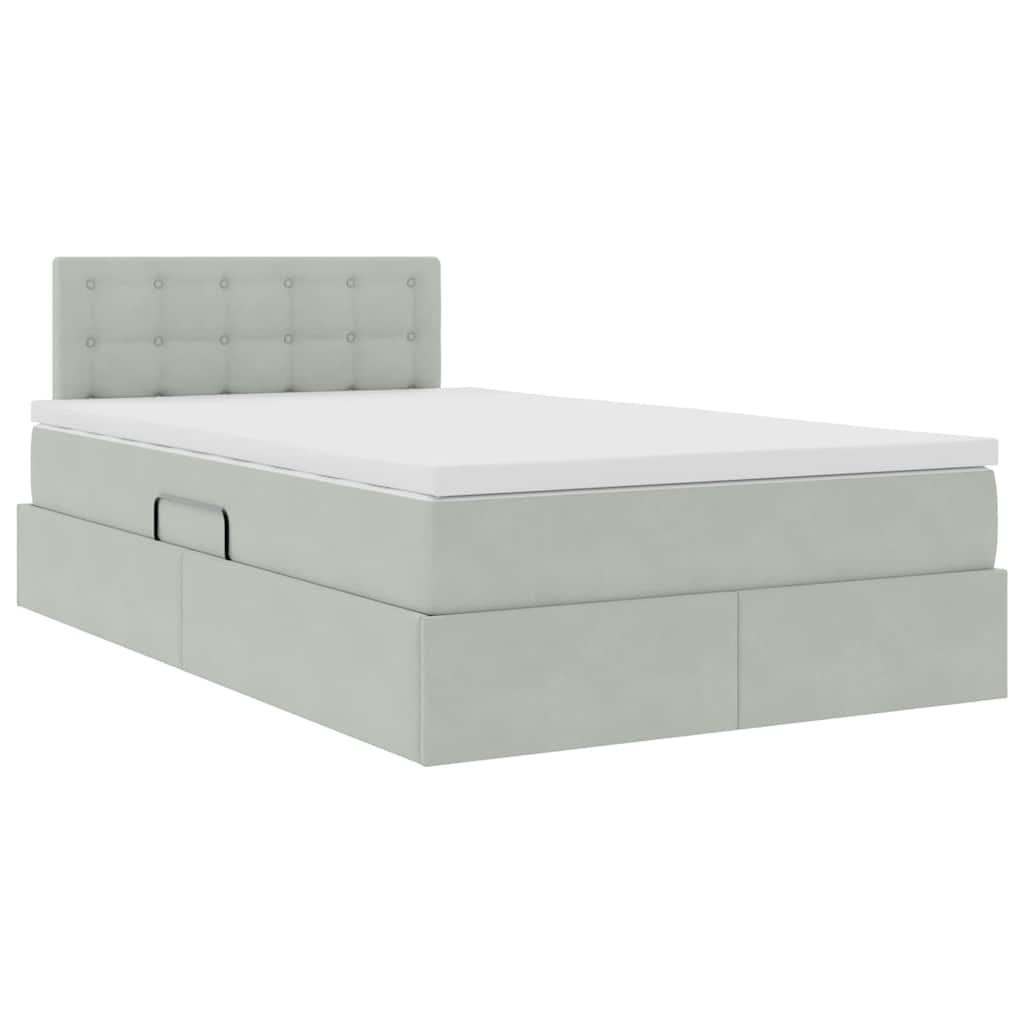 Opbergbed met LED met matras Lichtgrijs 120 x 190 cm Fluweel is nu te koop bij PeponiXL, paradijselijk wonen!