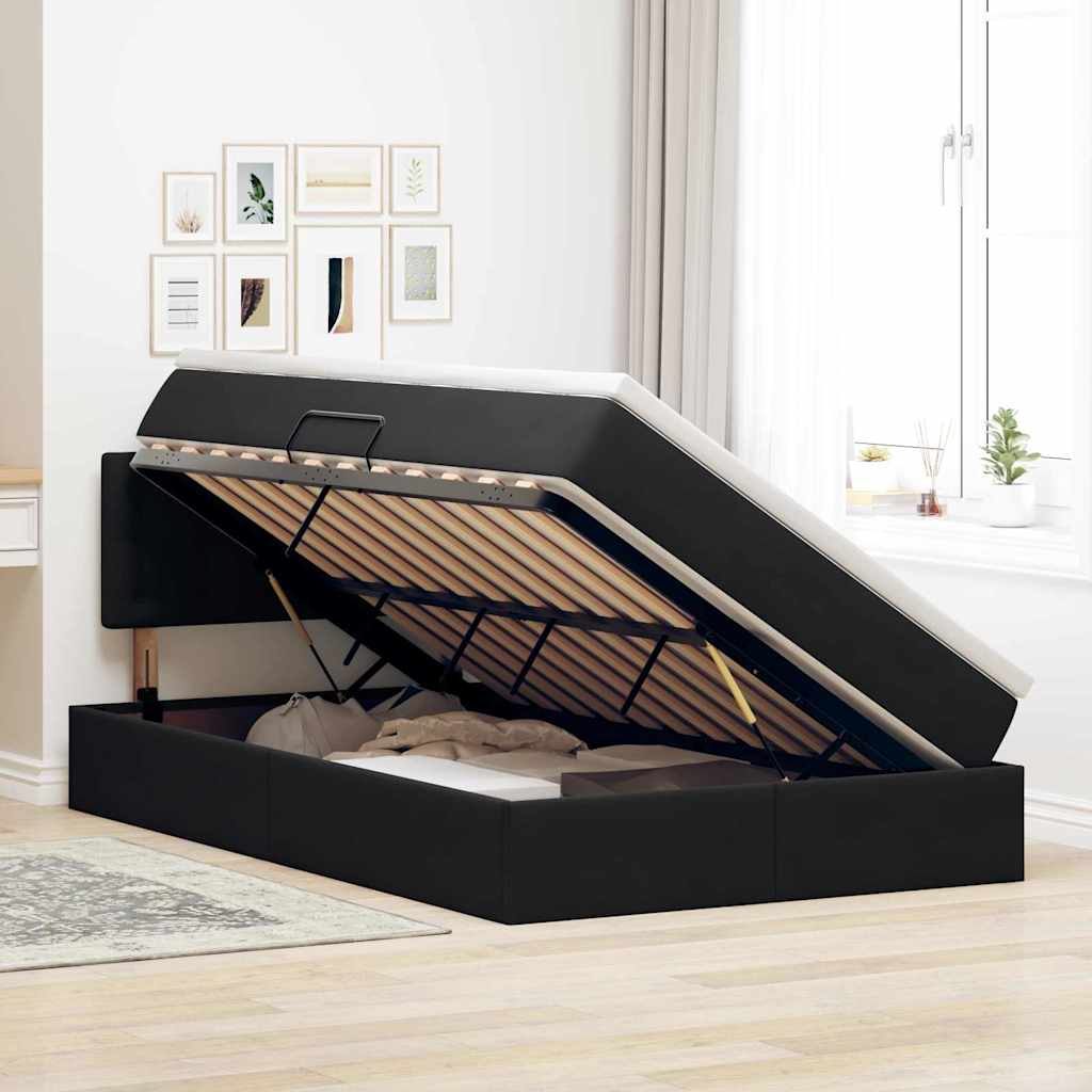 Opbergbed met LED met matras met LED Zwart 120 x 190 cm Fluweel is nu te koop bij PeponiXL, paradijselijk wonen!