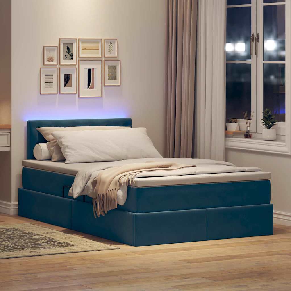 Opbergbed met LED met matras met LED Blauw 120 x 190 cm Fluweel is nu te koop bij PeponiXL, paradijselijk wonen!